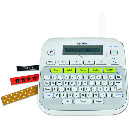 Brother P-touch, PTD210, Easy-to-Use Label Maker, One-Touch Keys, Multiple Font Styles, 27 User-Friendly Templates, White Brother P-touch, PTD210, Easy-to-Use Label Maker, One-Touch Keys, Multiple Font Styles, 27 User-Friendly Templates, White