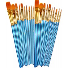 BOSOBO Paint Brushes Set, 2 Pack 20 Pcs Round Pointed Tip Paintbrushes Nylon Hair Artist Acrylic Paint Brushes for Acrylic Oil Watercolor, Face Nail Art, Miniature Detailing & Rock Painting, Blue