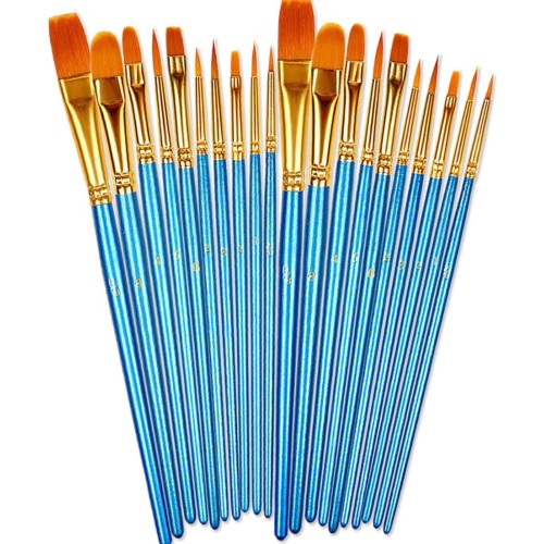BOSOBO Paint Brushes Set, 2 Pack 20 Pcs Round Pointed Tip Paintbrushes Nylon Hair Artist Acrylic Paint Brushes for Acrylic Oil Watercolor, Face Nail Art, Miniature Detailing & Rock Painting, Blue BOSOBO Paint Brushes Set, 2 Pack 20 Pcs Round Pointed Tip Paintbrushes Nylon Hair Artist Acrylic Paint Brushes for Acrylic Oil Watercolor, Face Nail Art, Miniature Detailing & Rock Painting, Blue