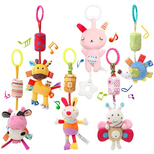 WILNARA 6 Pack Rattle Toys Hanging Bell Animal + Music Teethers Rabbit Toy for 0-12 Months Baby Stroller Gift WILNARA 6 Pack Rattle Toys Hanging Bell Animal + Music Teethers Rabbit Toy for 0-12 Months Baby Stroller Gift