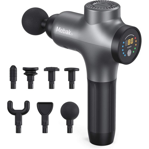 Massager Gun Deep Tissue Percussion Muscle Massage for Pain Relief, Super Quiet Portable Neck Back Body Relaxation Electric Drill Sport Massager Brushless Motor with 7 Attachment 5 Speeds Mebak3 Massager Gun Deep Tissue Percussion Muscle Massage for Pain Relief, Super Quiet Portable Neck Back Body Relaxation Electric Drill Sport Massager Brushless Motor with 7 Attachment 5 Speeds Mebak3