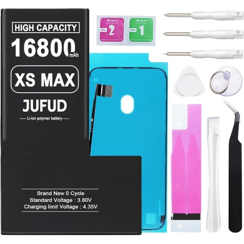 16800mAh Replacement Battery Used for iPhone Xs MAX, High-Capacity 0 Cycle Li-Polymer Battery - Compatible with Models A1921 A2101 A2102 A2104 Includes Full Repair Kit 16800mAh Replacement Battery Used for iPhone Xs MAX, High-Capacity 0 Cycle Li-Polymer Battery - Compatible with Models A1921 A2101 A2102 A2104 Includes Full Repair Kit