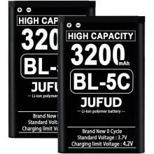Compatible BL-5C Battery,3.7V 3200mAh Rechargeable Battery Suitable, Compatible for Household Radio, Nokia with Current Protection (2 Pieces) 