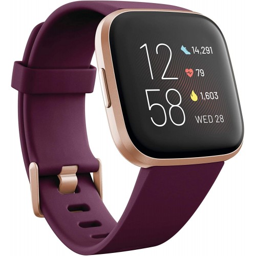 Fitbit Versa 2 Health and Fitness Smartwatch with Heart Rate, Music, Alexa Built-In, Sleep and Swim Tracking, Bordeaux/Copper Rose, One Size (S and L Bands Included) Fitbit Versa 2 Health and Fitness Smartwatch with Heart Rate, Music, Alexa Built-In, Sleep and Swim Tracking, Bordeaux/Copper Rose, One Size (S and L Bands Included)
