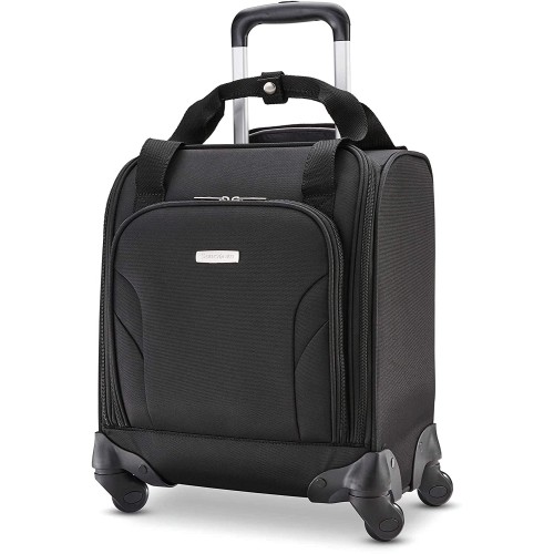 Samsonite Underseat Carry-On Spinner With USB Port, Jet Black, One Size Samsonite Underseat Carry-On Spinner With USB Port, Jet Black, One Size