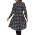 OLRAIN Womens New Plaids Irregular Hem Casual Shirt Dress OLRAIN Womens New Plaids Irregular Hem Casual Shirt Dress